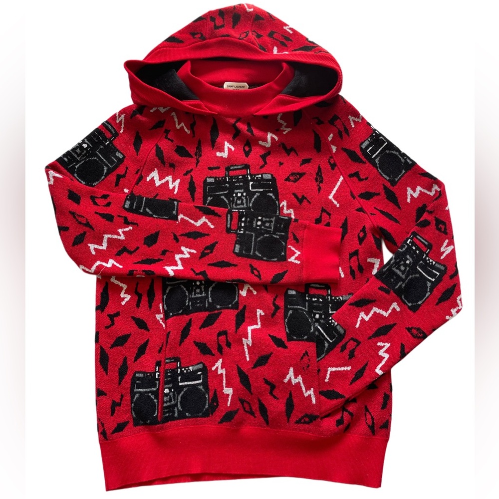 Saint Laurent Red Boom Box Hoodie - 
Rare 2019 Collectible (Size M)